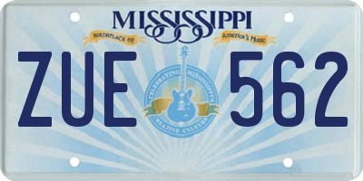 MS license plate ZUE562