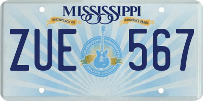 MS license plate ZUE567