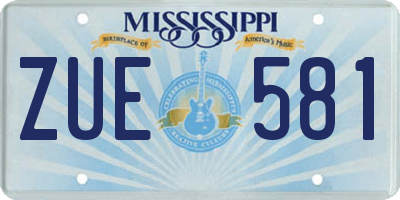 MS license plate ZUE581
