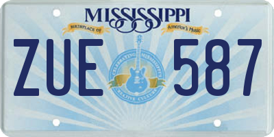 MS license plate ZUE587