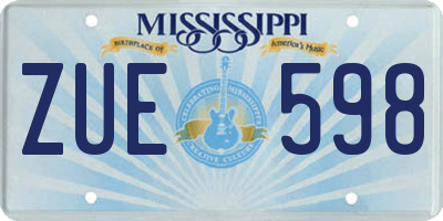 MS license plate ZUE598