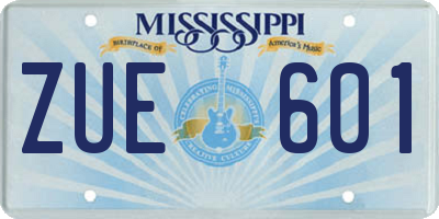 MS license plate ZUE601