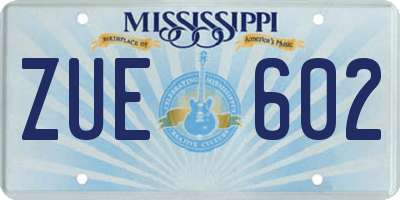 MS license plate ZUE602