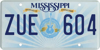 MS license plate ZUE604