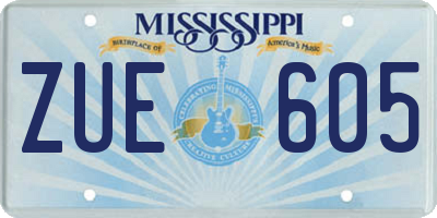 MS license plate ZUE605