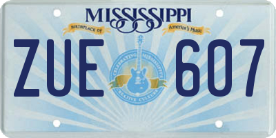 MS license plate ZUE607