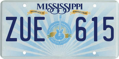 MS license plate ZUE615