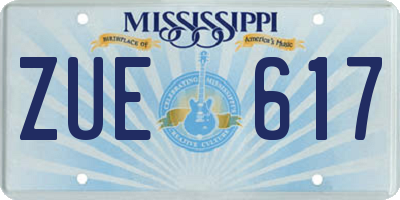 MS license plate ZUE617