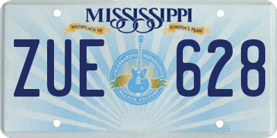 MS license plate ZUE628