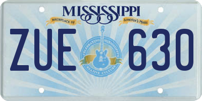MS license plate ZUE630