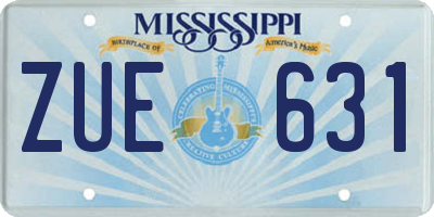 MS license plate ZUE631