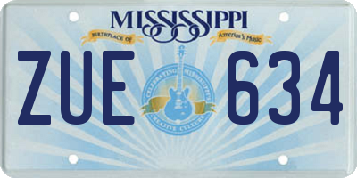 MS license plate ZUE634