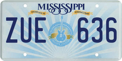 MS license plate ZUE636