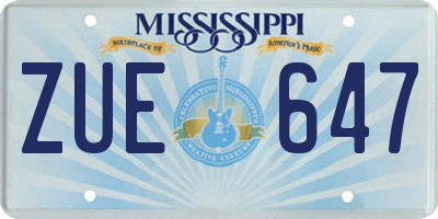 MS license plate ZUE647