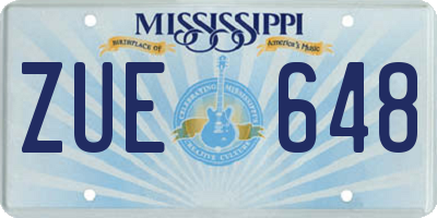 MS license plate ZUE648