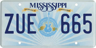 MS license plate ZUE665
