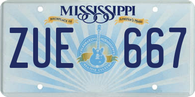 MS license plate ZUE667