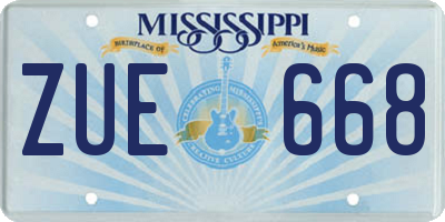 MS license plate ZUE668