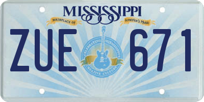 MS license plate ZUE671