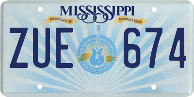 MS license plate ZUE674