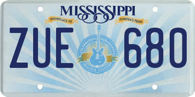 MS license plate ZUE680