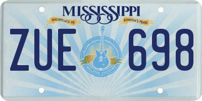MS license plate ZUE698