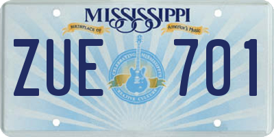MS license plate ZUE701