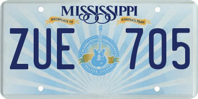 MS license plate ZUE705