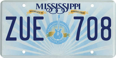 MS license plate ZUE708