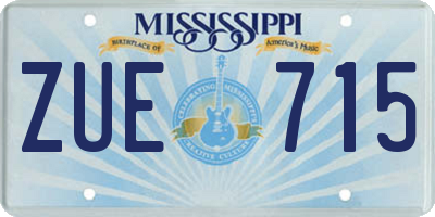 MS license plate ZUE715