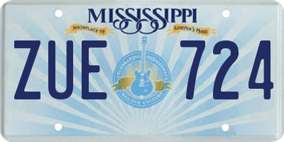 MS license plate ZUE724