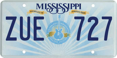 MS license plate ZUE727
