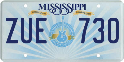 MS license plate ZUE730