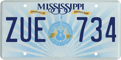 MS license plate ZUE734