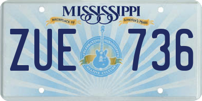MS license plate ZUE736