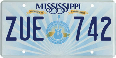 MS license plate ZUE742