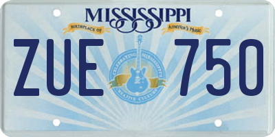 MS license plate ZUE750