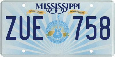 MS license plate ZUE758
