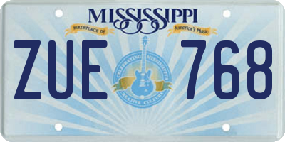 MS license plate ZUE768