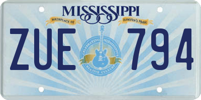 MS license plate ZUE794