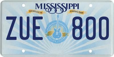 MS license plate ZUE800