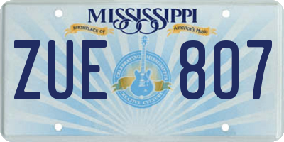 MS license plate ZUE807