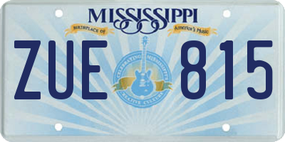 MS license plate ZUE815