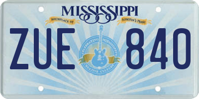 MS license plate ZUE840