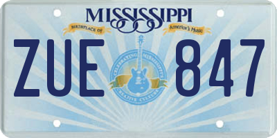 MS license plate ZUE847