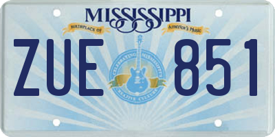 MS license plate ZUE851