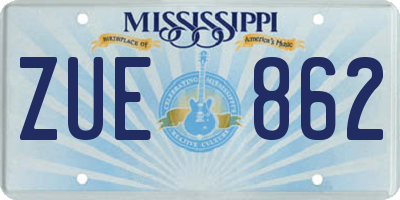 MS license plate ZUE862