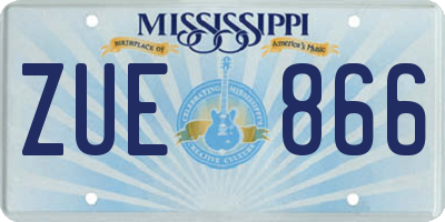 MS license plate ZUE866