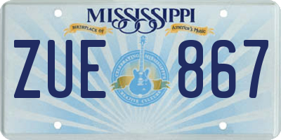 MS license plate ZUE867