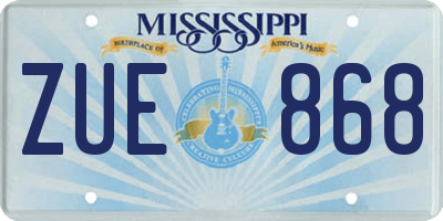 MS license plate ZUE868
